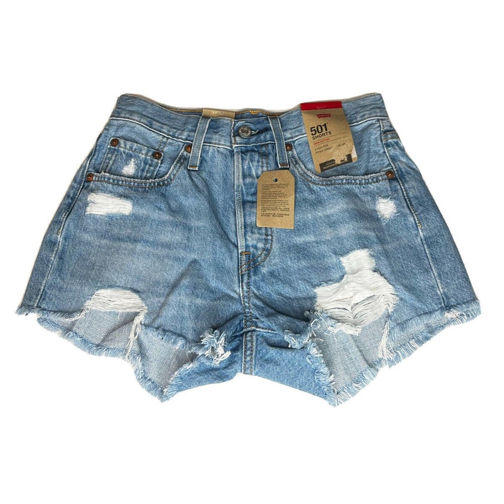 Size 24 NWT Levi’s Distressed 501 Jean Shorts High Rise Button Fly